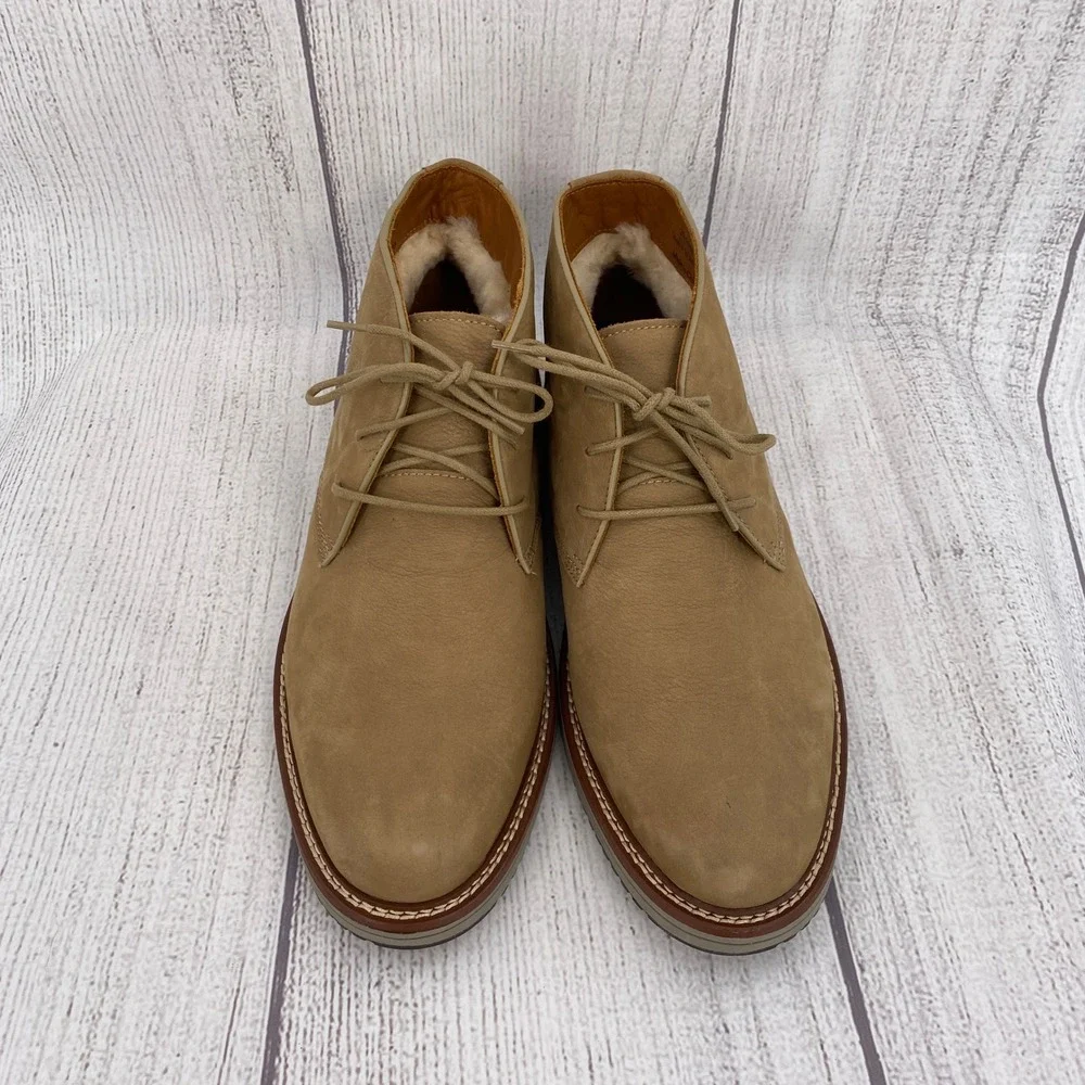 Johnston & Murphy Upton Chukka Boots Mens 10.5 Tan Shearling Nubuck Leather